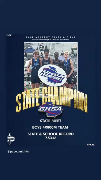 GHSA 4x800m state and school record graphic